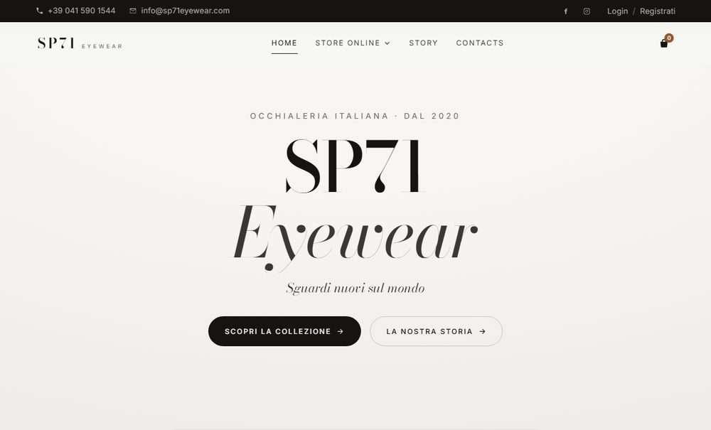 Anteprima del sito SP71 Eyewear